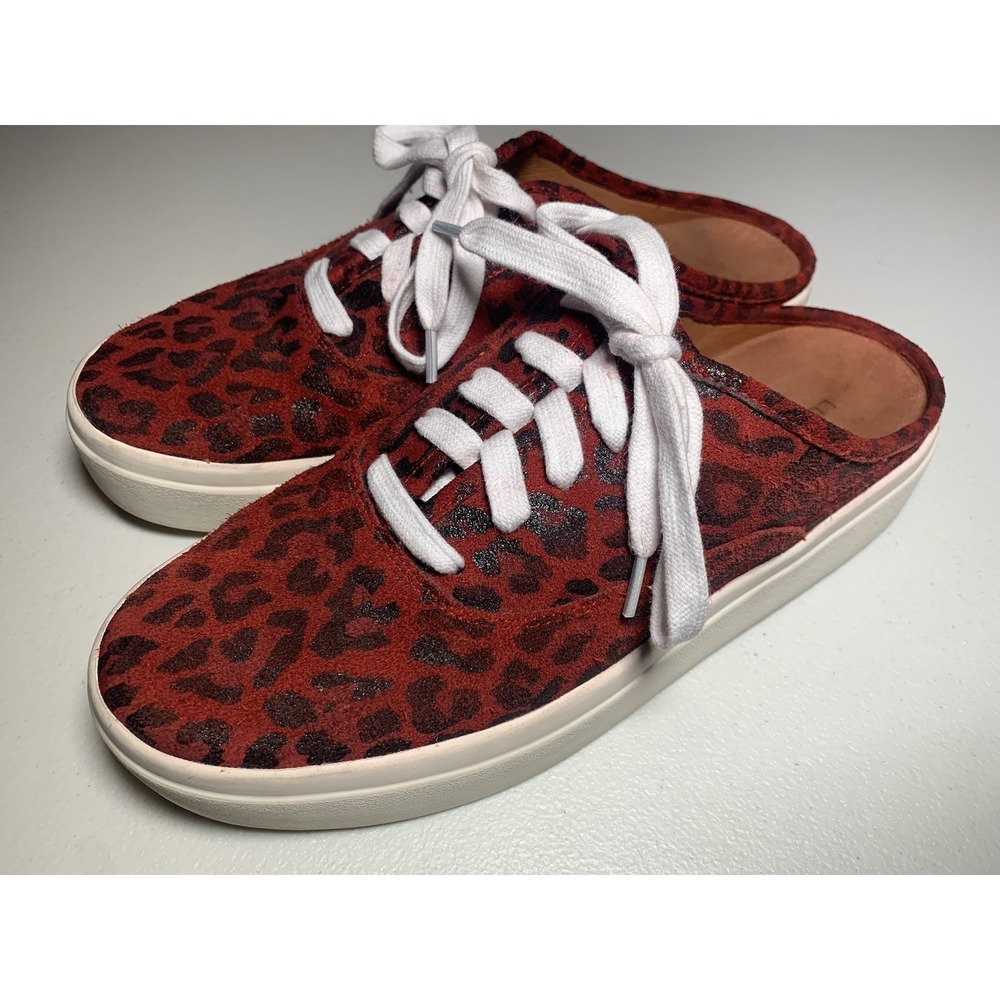 Lucky Brand Red Talani Mule Sneakers Size 8 Leopard Animal Print Slip On